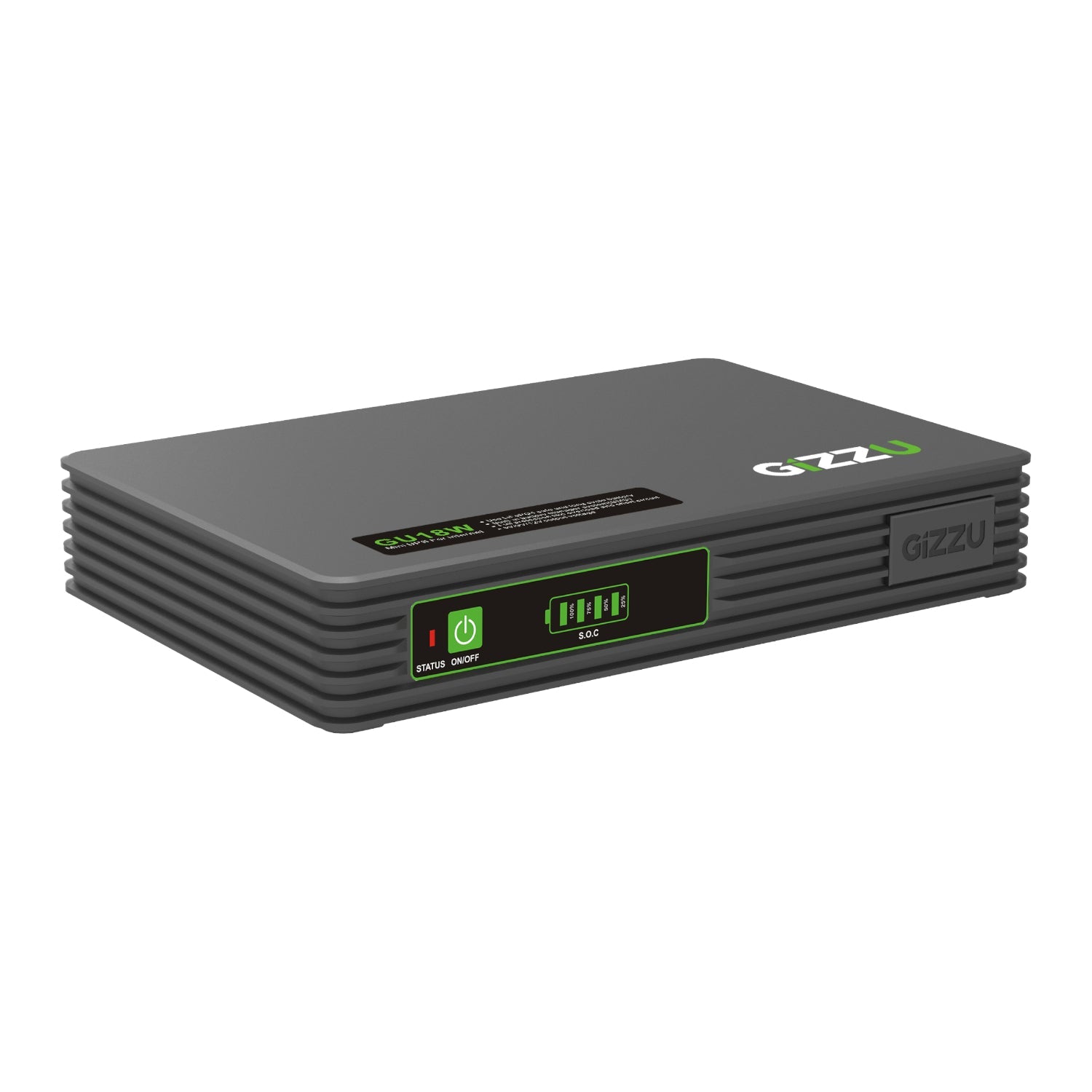 Gizzu SURF Simple 18W 55Wh LiFePO4 MINI DC UPS - Black - Black