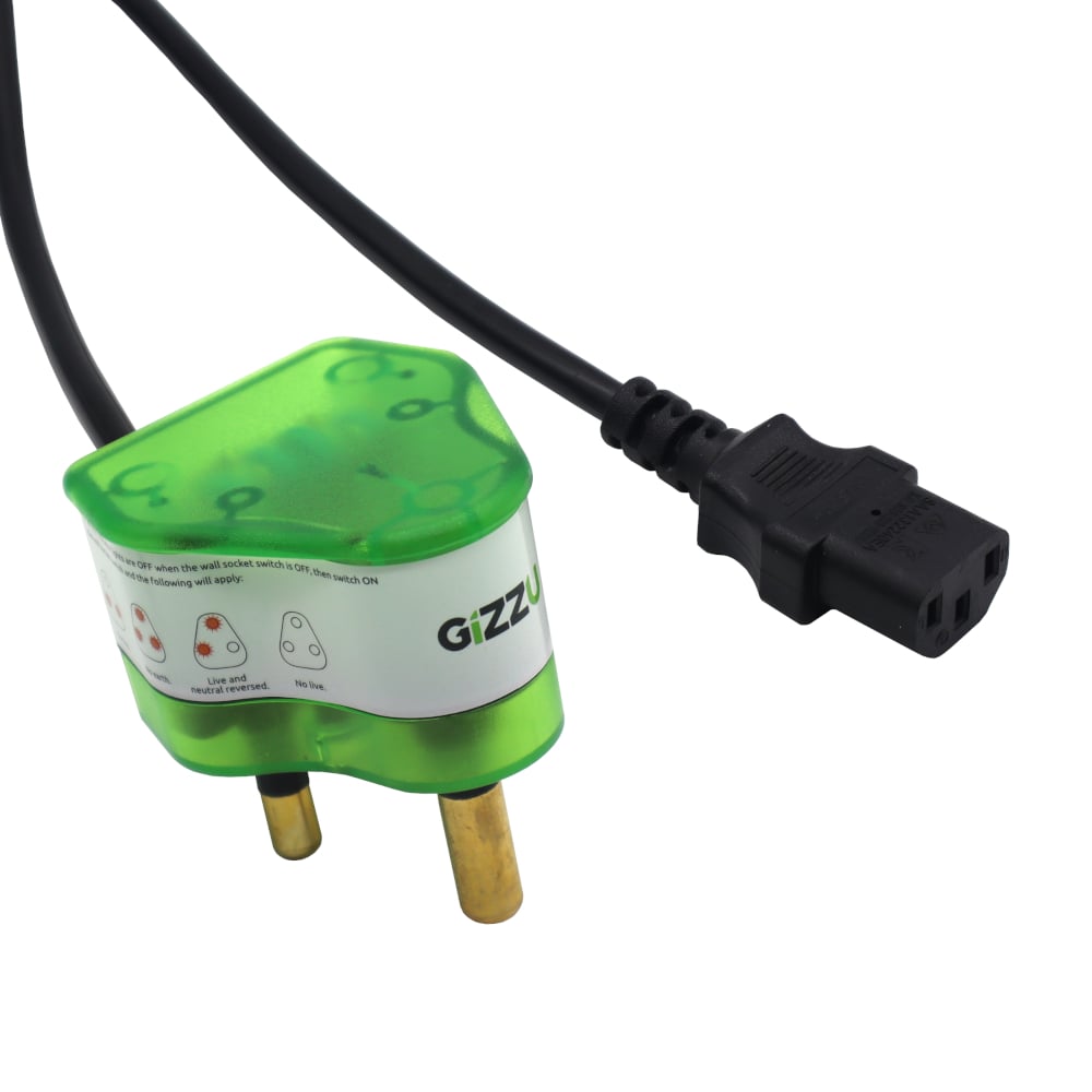 Gizzu Surge Protector 10A Kettle Plug Cable 1.5M - Black