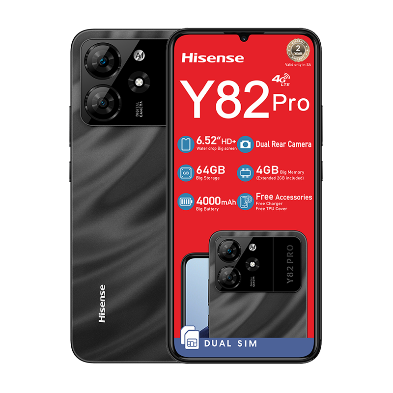 Hisense Y82 Pro 4G Dual Sim 64GB Network Locked - Black - Black
