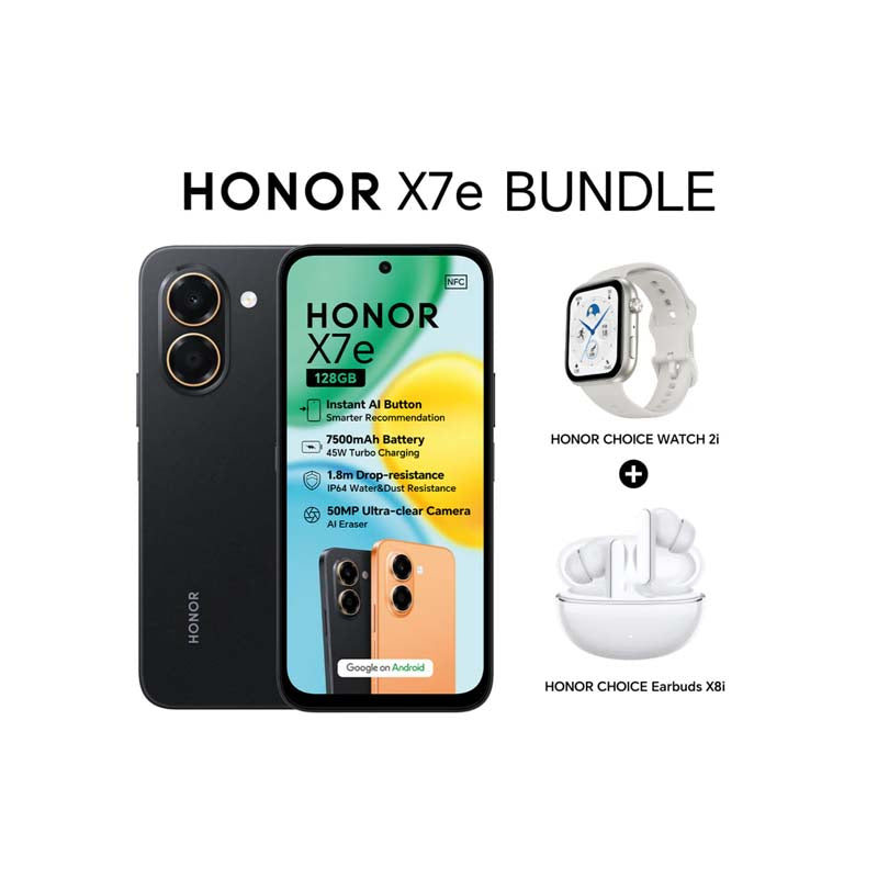 Honor X7e Black 6/128GB 4G + Watch21 + Budsx - Black