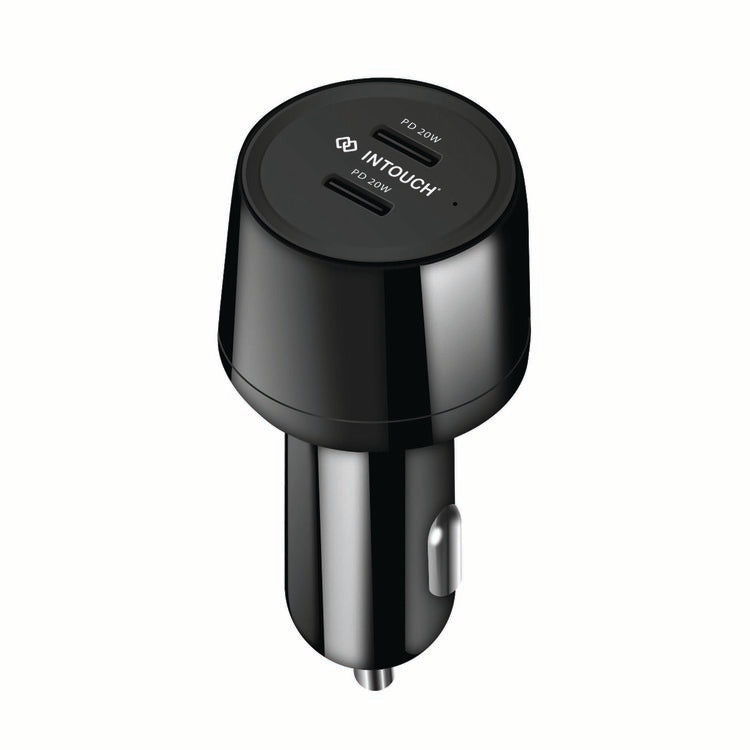 Intouch 40W Dual Type C Port PD Car Charger - Black - Black