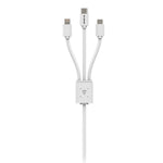 Intouch Dual Car Charger 2.4A + 3 Prong Cable - White - White