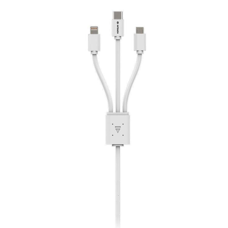 Intouch Dual Car Charger 2.4A + 3 Prong Cable - White - White
