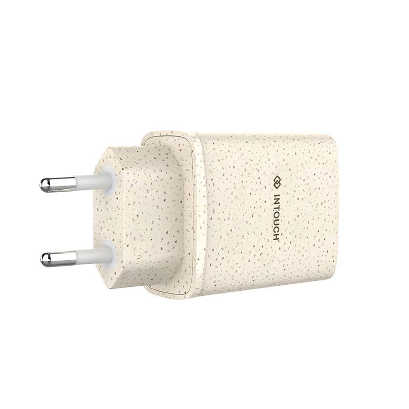 Intouch Eco Friendly Dual Port PD 20W Wall Charger - Wheat Straw - Wheat Straw
