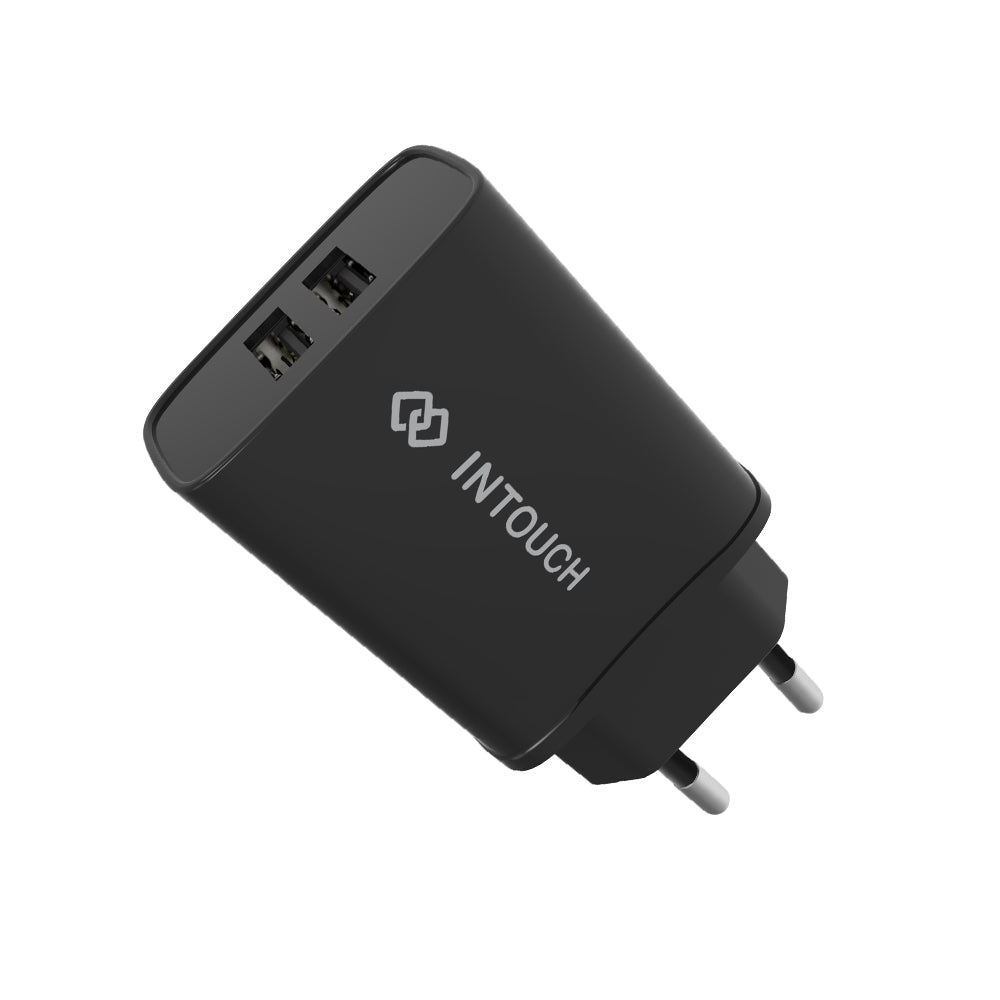 Intouch Home & Car Charger Bundle 3.1/3.4A Dual USB - Black - Black