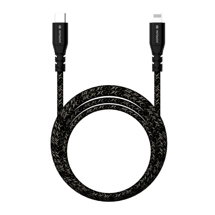 Intouch Recycled Braided Type C To Lightning 2.0M Cable - Black - Black