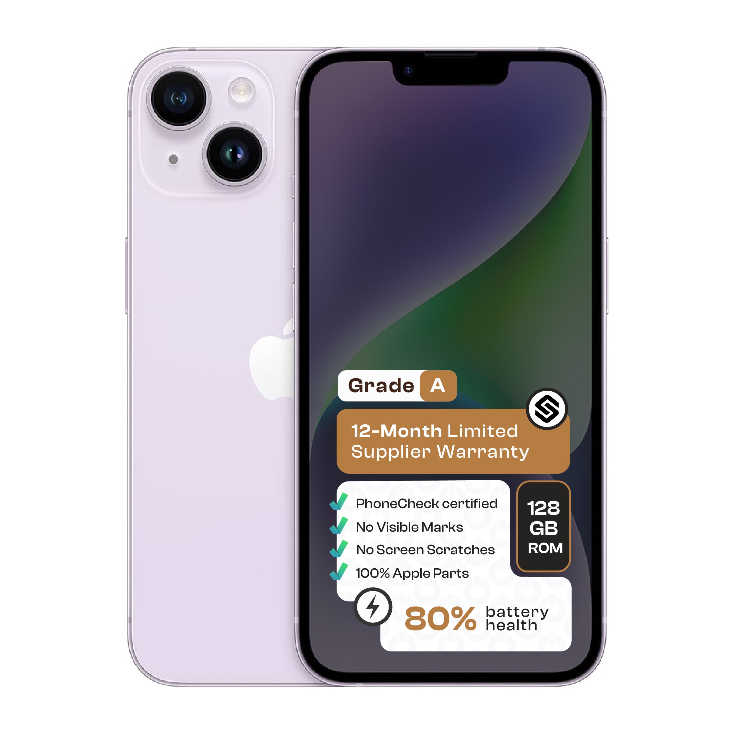 Apple iPhone 14  (CPO - Grade A)-Purple