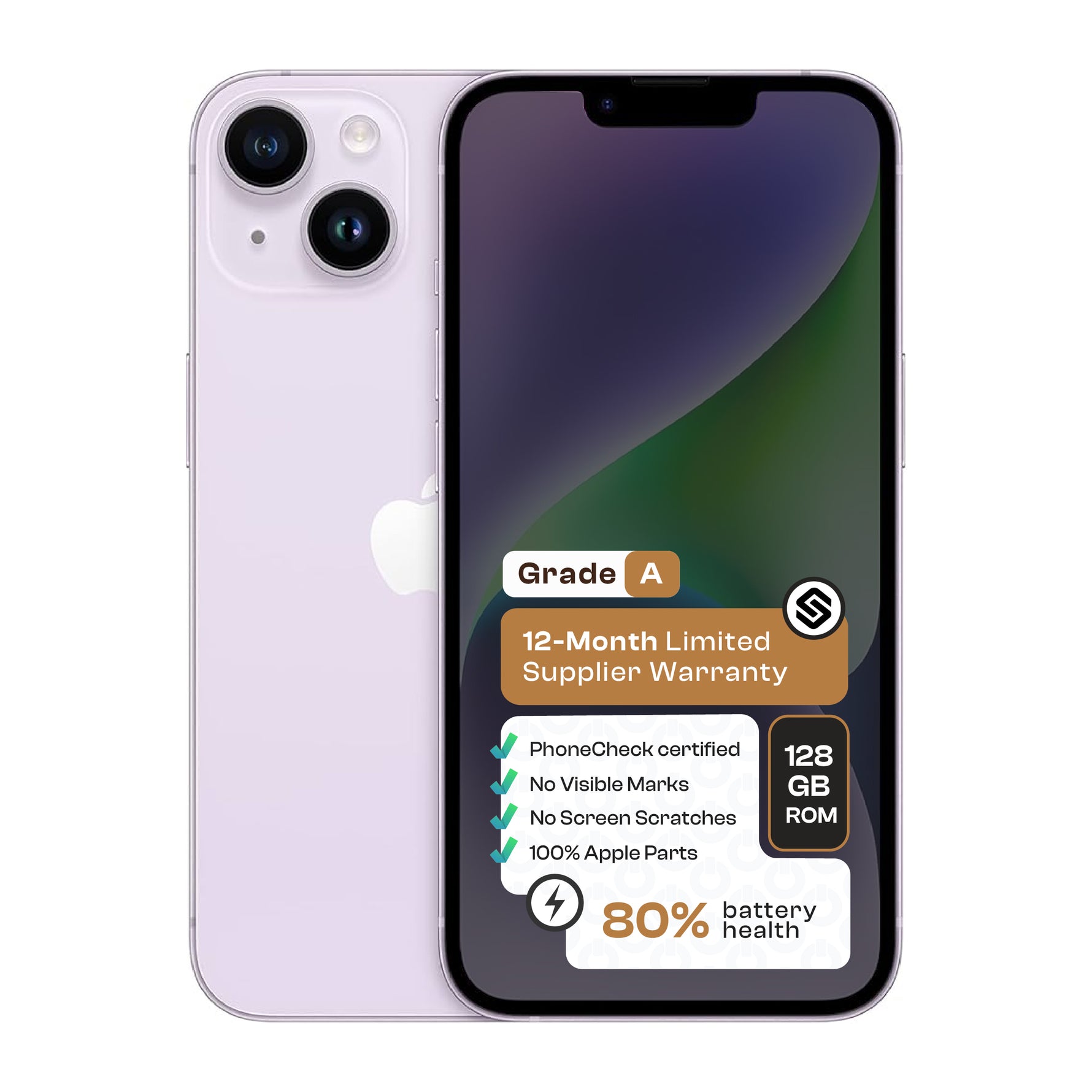 Apple iPhone 14  (CPO - Grade A)-Purple