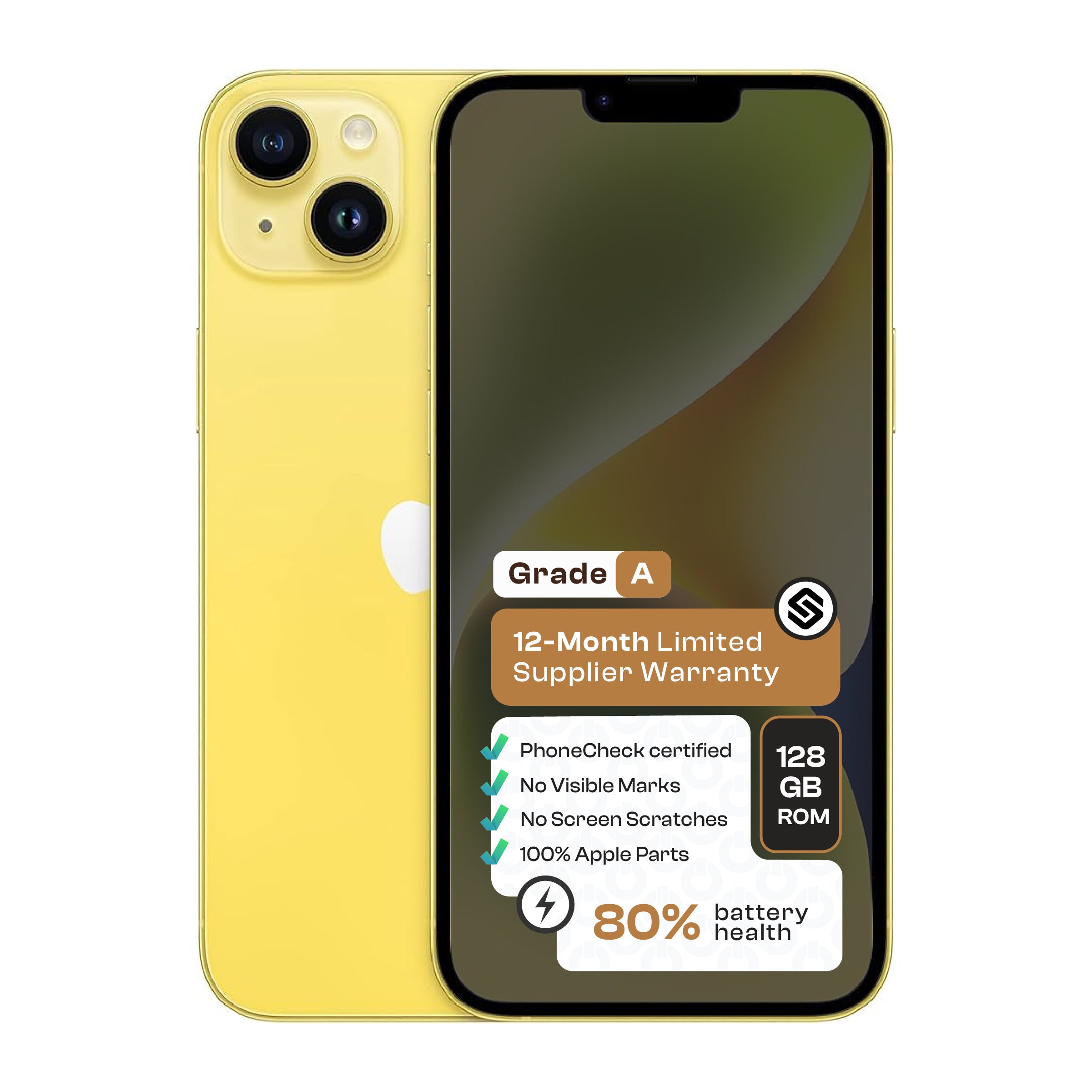 Apple iPhone 14  (CPO - Grade A)-Yellow