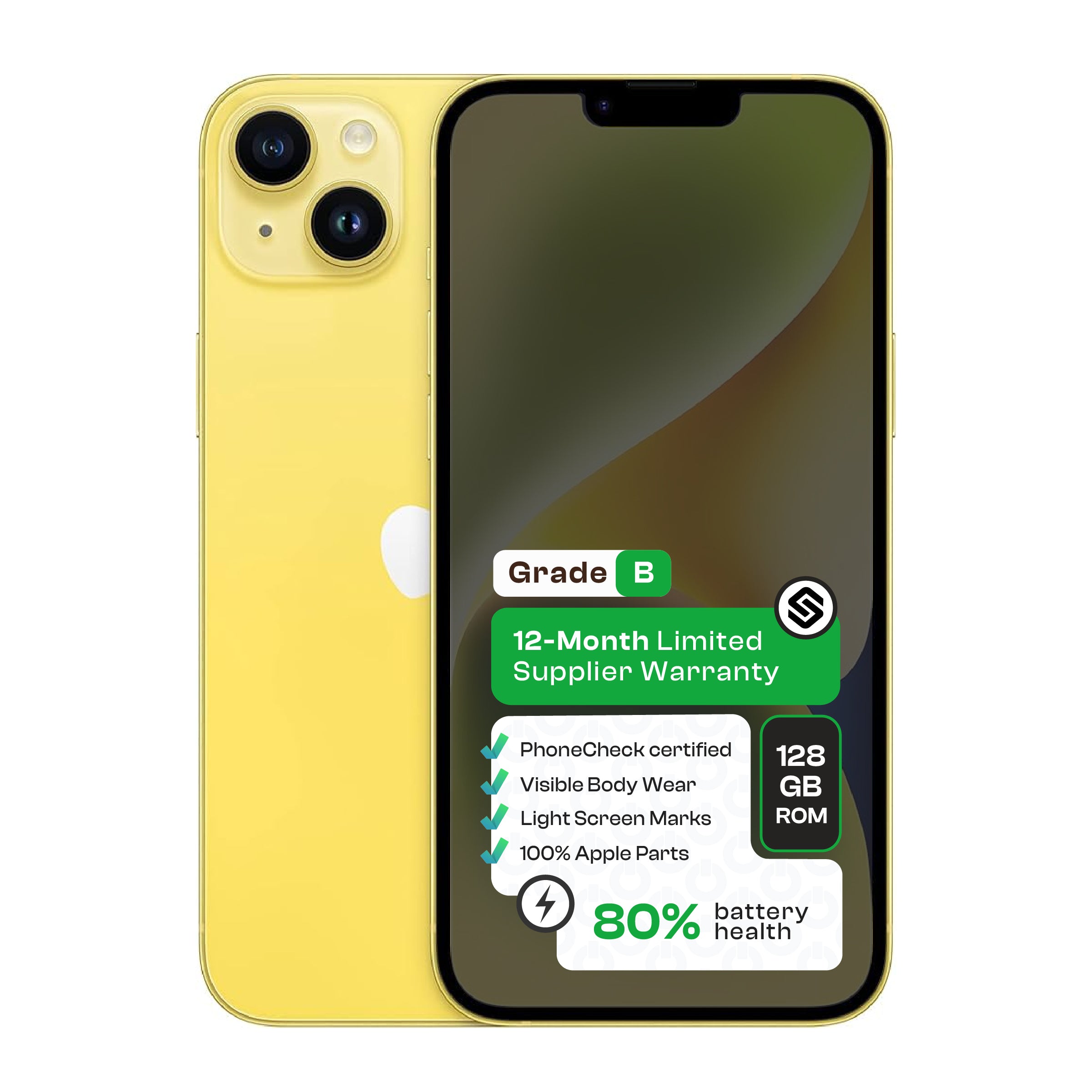 Apple iPhone 14  (CPO - Grade B)-Yellow