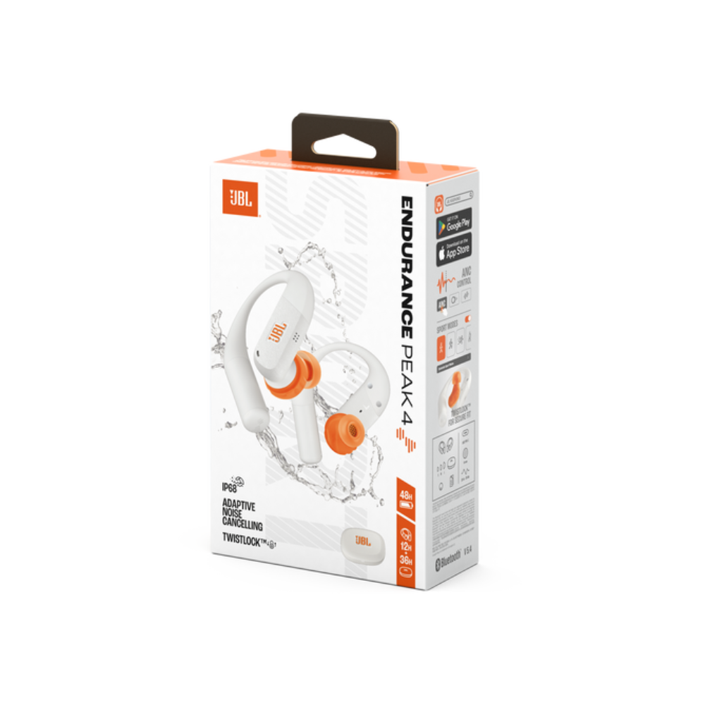 JBL Endurance Peak 4 TWS Sport In Ear Headphone - White - White/Orange