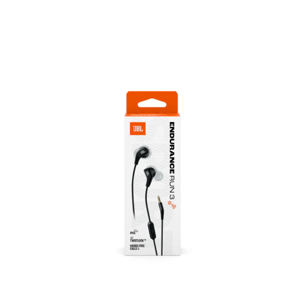 JBL Endurance Run 3 WIred Aux In Ear Headphone - Black - Black