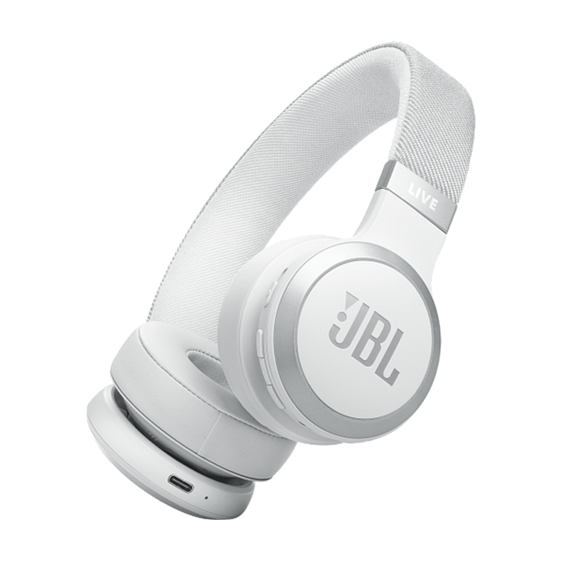JBL Live 670NC Wireless Bluetooth On-Ear Noise Cancelling Headphones - White - White