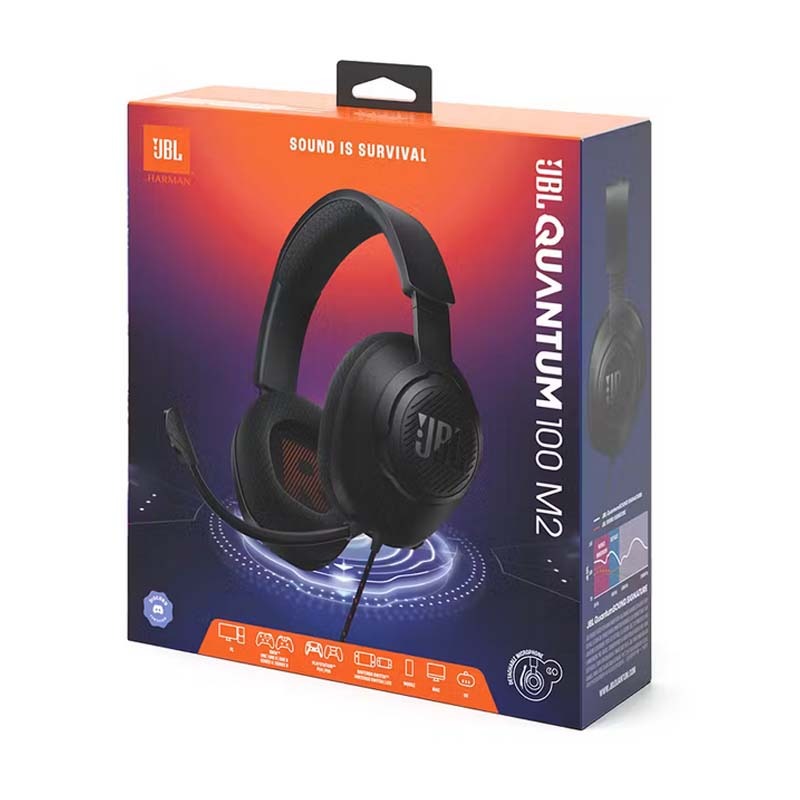 JBL Quantum 100M2 Wired Over-Ear Gaming Headset with Detachable Mic - Black - Black