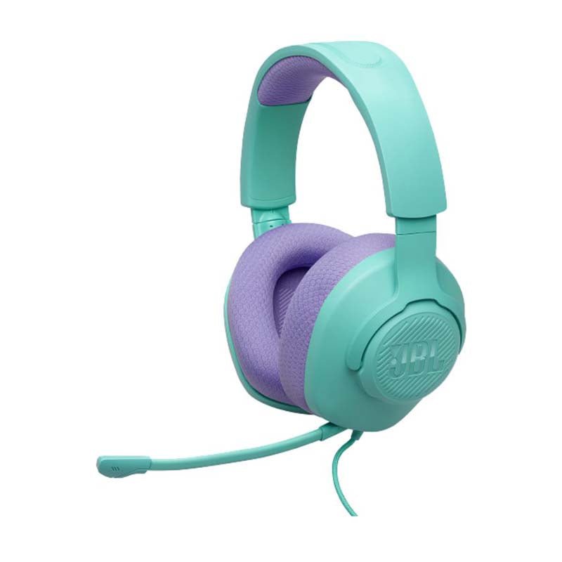 JBL Quantum 100M2 Wired Over-Ear Gaming Headset with Detachable Mic - Cyan - Green