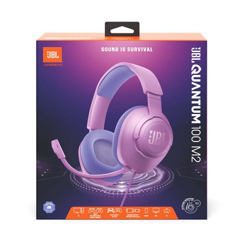 JBL Quantum 100M2 Wired Over-Ear Gaming Headset with Detachable Mic - Purple - Purple