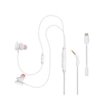 JBL Quantum 50C Wired In-Ear Gaming Earbuds With USB-C Adapter - White - White