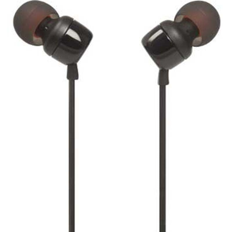 JBL Tune 110 In-Ear Earbuds + Mic - Black - Black