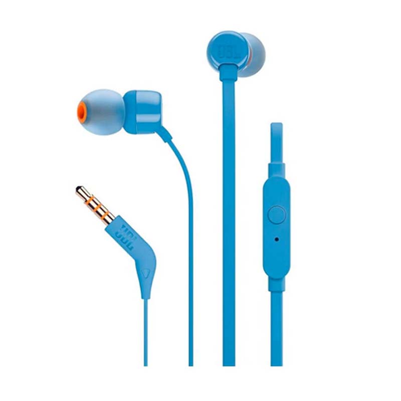 JBL Tune 110 In-Ear Earbuds + Mic - Blue - Blue