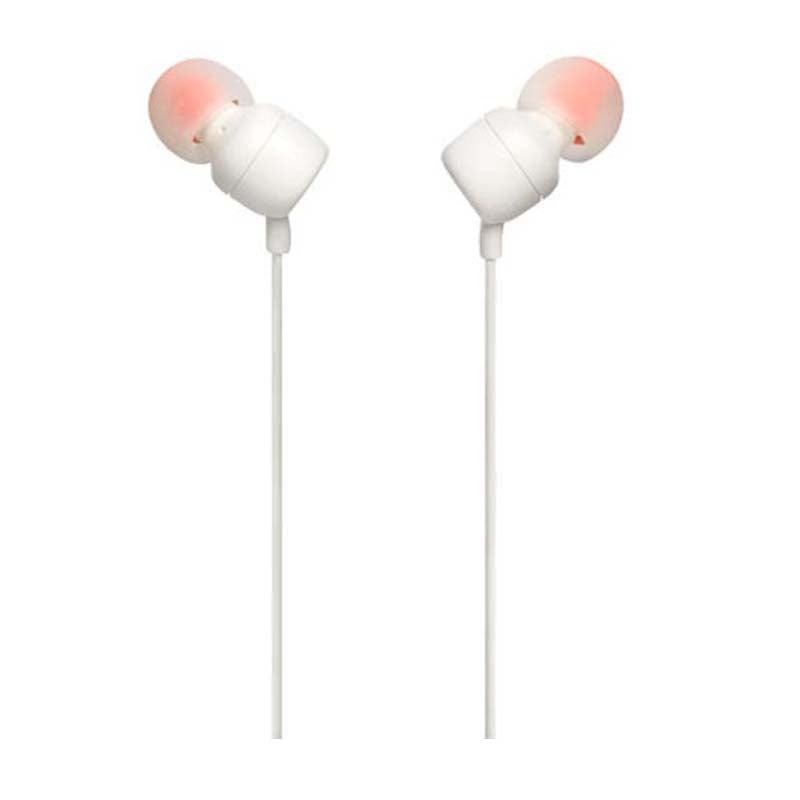 JBL Tune 110 In Ear Earbuds With Mic - White - White