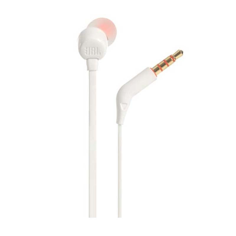 JBL Tune 110 In Ear Earbuds With Mic - White - White