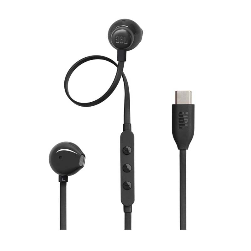 JBL Tune 305C USB-C Wired Hi-Res Earbuds - Black - Black