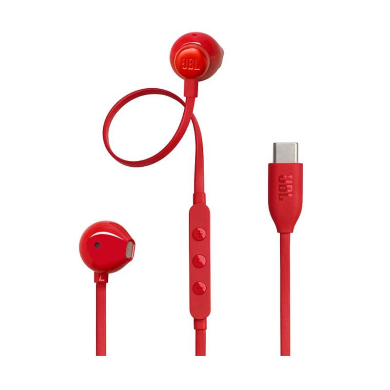 JBL Tune 305C USB-C Wired Hi-Res Earbuds - Red - Red