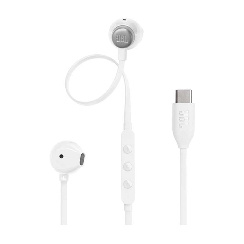 JBL Tune 305C USB-C Wired Hi-Res Earbuds - White - White