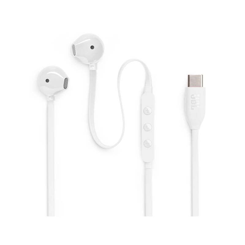 JBL Tune 305C USB-C Wired Hi-Res Earbuds - White - White