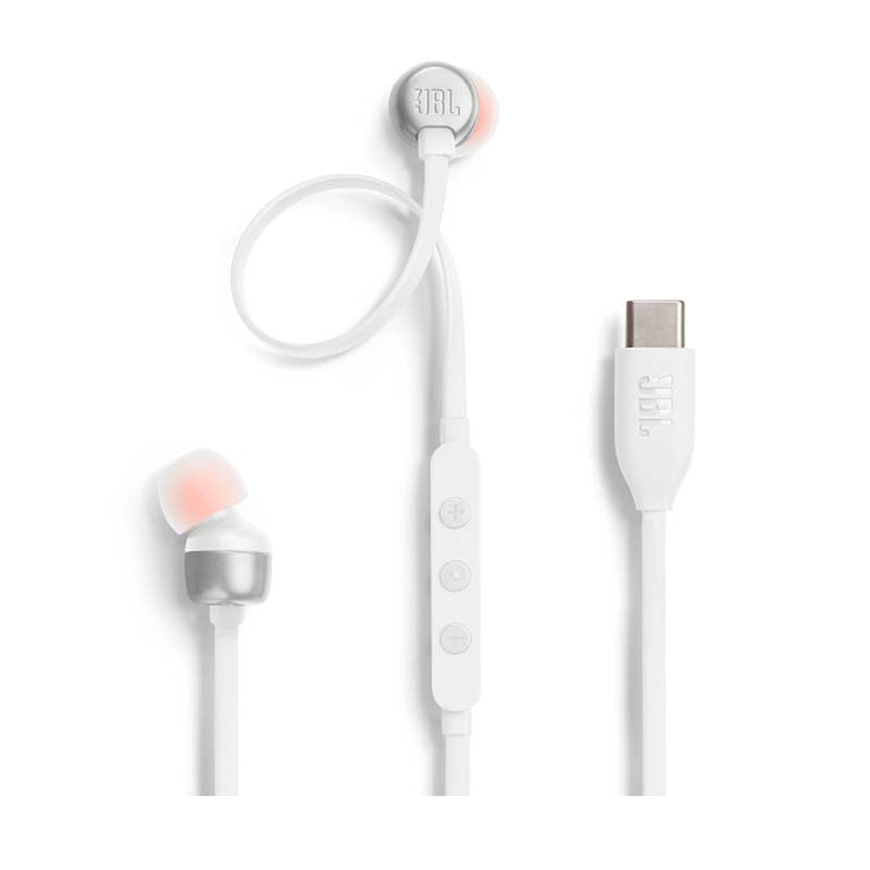JBL Tune 310C USB Type C In-Ear Earbuds - White - White