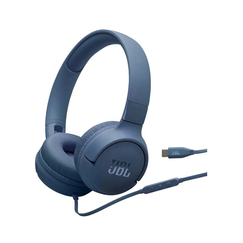 JBL Tune 520C Hi-Res Wired On Ear Headphones - Blue - Blue