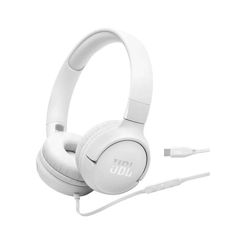 JBL Tune 520C Hi-Res Wired On Ear Headphones - White - White