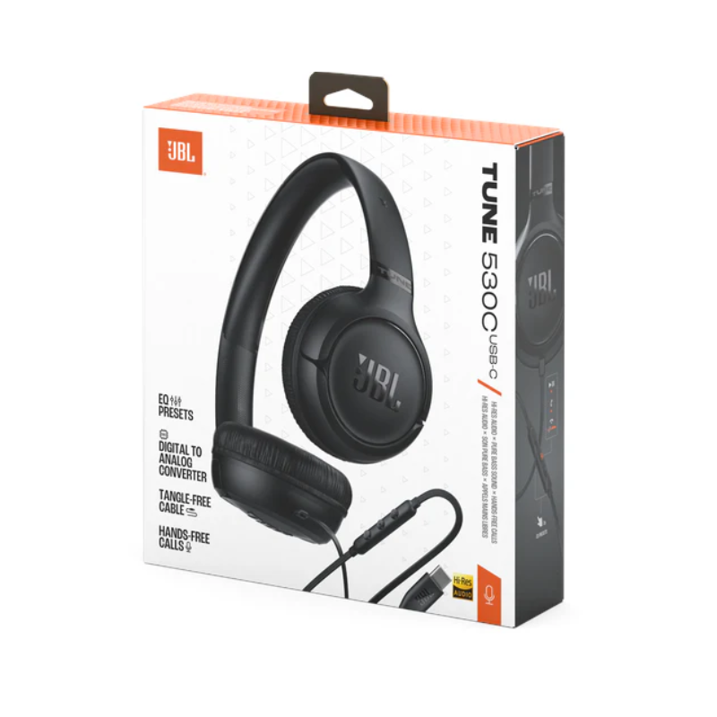 JBL Tune 530C Hi - Res Wired On Ear Headphone - Black - Black
