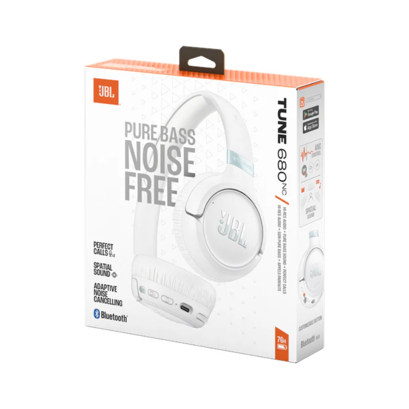 JBL Tune 680 NC Bluetooth On Ear Headphone - White - White