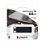 Kingston 64GB USB C 3.2 Gen 1 DataTraveler 70 - Black - Black