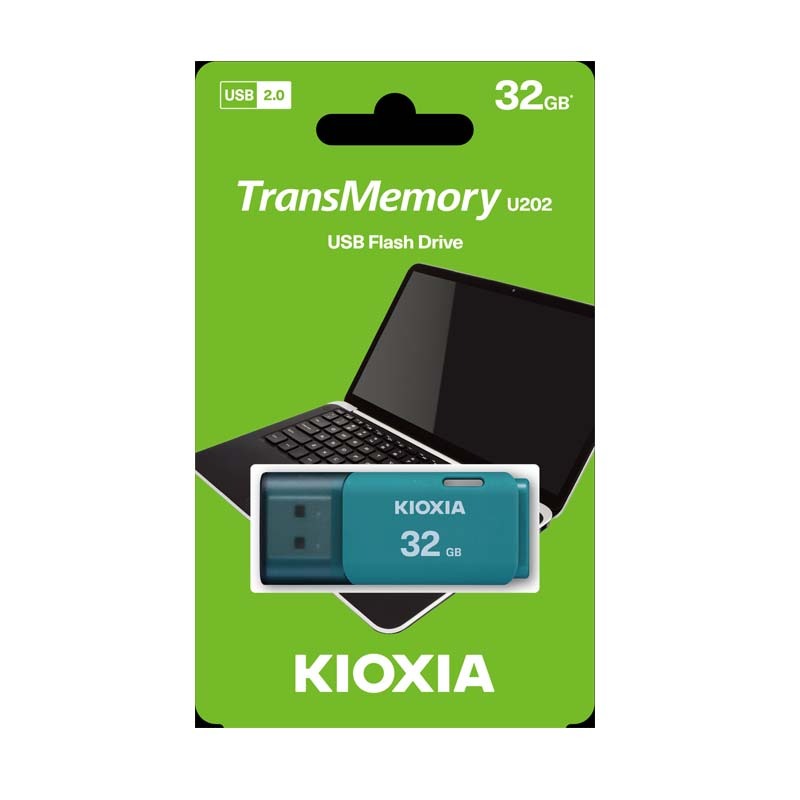 Kioxia 32GB USB 2.0 Flash Drives - Aqua - Blue