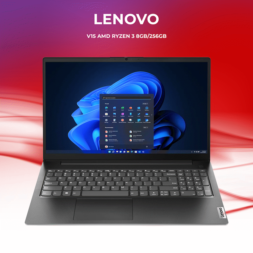 Lenovo V15 G4 AMN 15.6-inch FHD AMD Ryzen 3 7320U 8GB RAM 256GB SSD Win 11 Home Laptop - Black