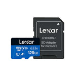 Lexar SD Micro High Speed 633x 128GB + SD Adapter - Blue - Blue