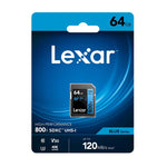 Lexar SD Professional 64GB 800x SDXC Memory Card - Blue
