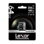 Lexar SD Professional Silver Plus 64GB SDXC UHS-I Memory Card - Silver