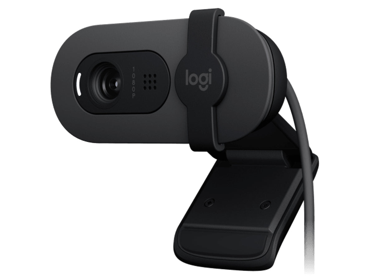 Logitech Brio 100 Full HD Webcam - Graphite Auto-light Balance Integrated Privacy Shutter and Built-in Mic 1080p