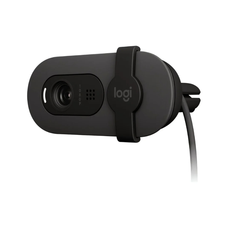 Logitech Brio 100 Full HD Webcam - Graphite Auto-light Balance Integrated Privacy Shutter and Built-in Mic 1080p