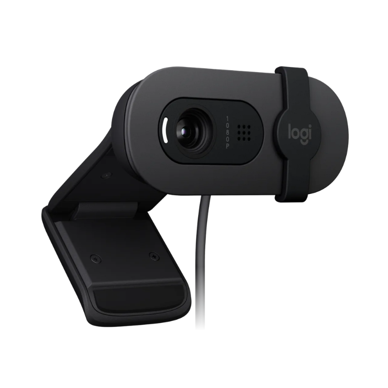 Logitech Brio 100 Full HD Webcam - Graphite Auto-light Balance Integrated Privacy Shutter and Built-in Mic 1080p