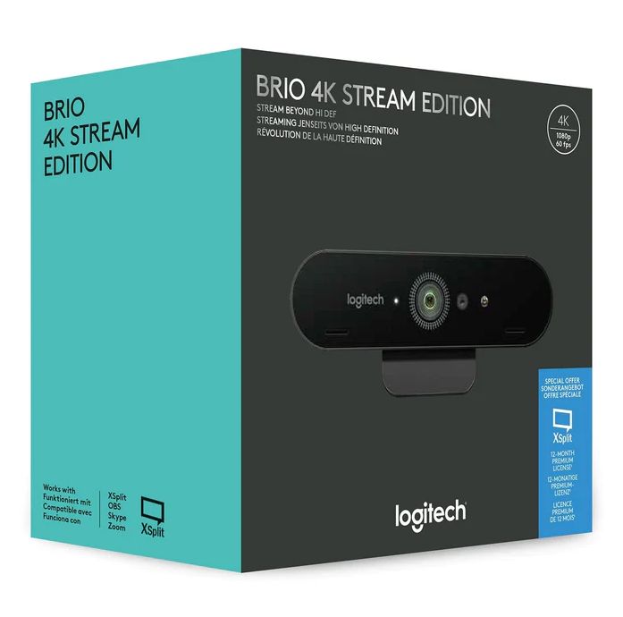 Logitech Brio 4K HDR Stream Edition Webcam - Black - Black