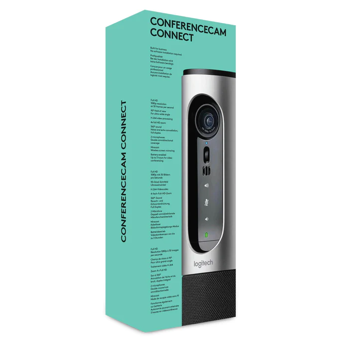 Logitech Connect Bluetooth Portable Conference Camera - Silver - Silver/Black