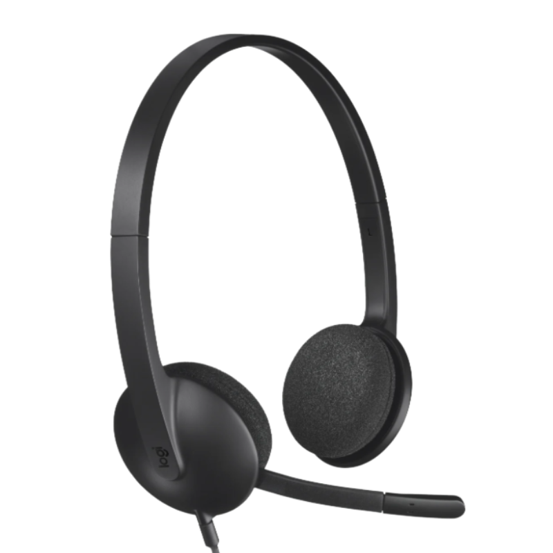 Logitech H340 USB Computer Headset - Black - Black
