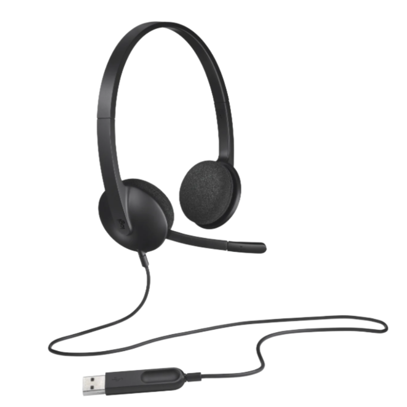 Logitech H340 USB Computer Headset - Black - Black
