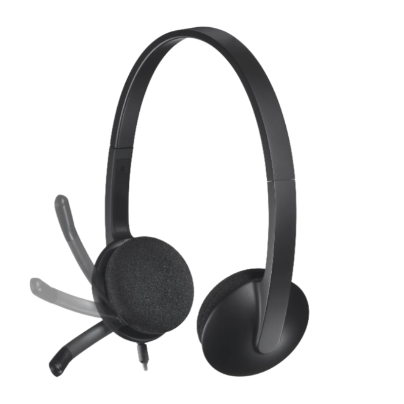 Logitech H340 USB Computer Headset - Black - Black