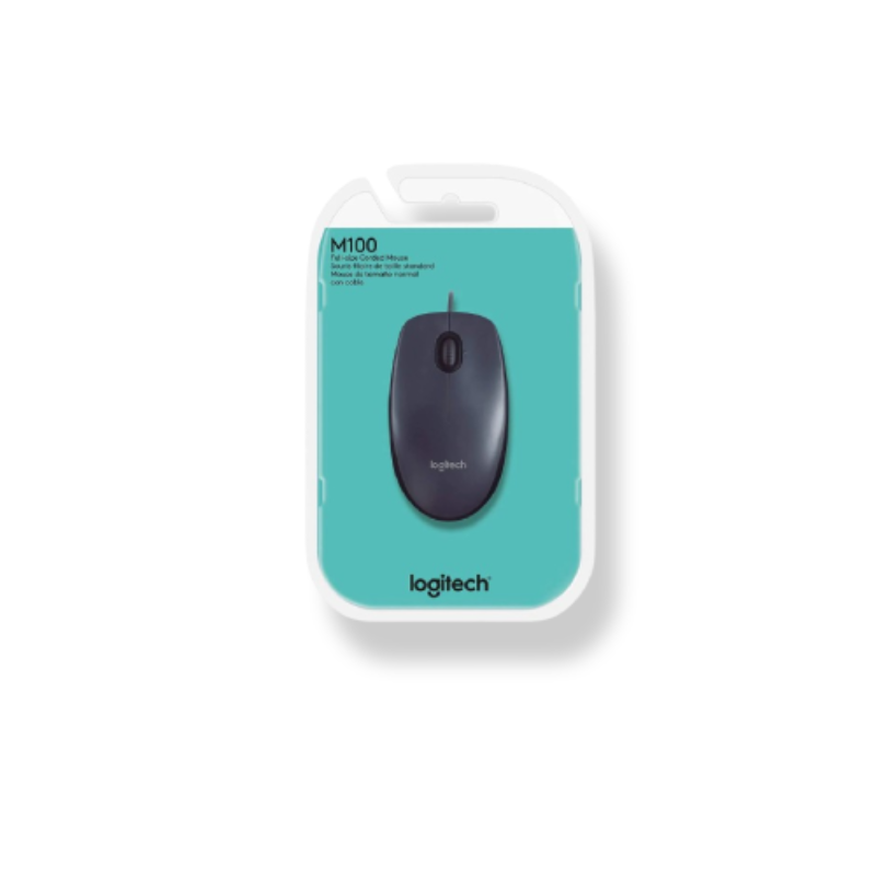 Logitech M100 Wired USB Optical Mouse -Black - Black