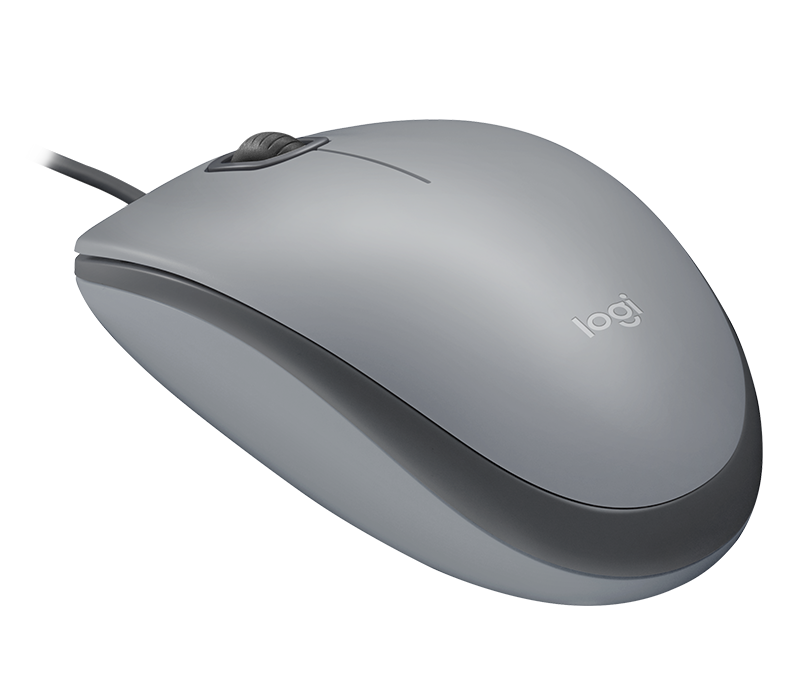 Logitech M110 Silent Corded Mouse - Mid Grey - Grey